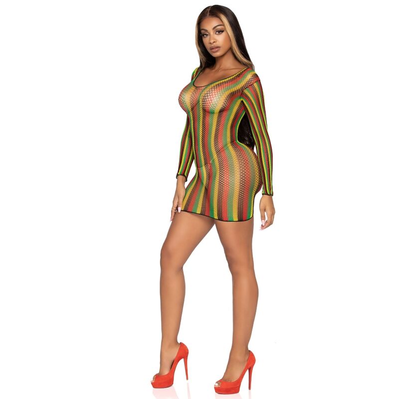 LEG AVENUE - MINIVESTIDO DE RED RASTAS TALLA ÚNICA