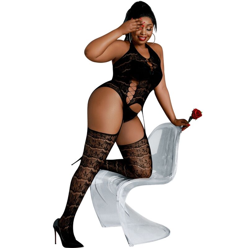 MOONLIGHT - MODELO 2 BODYSTOCKING NEGRO TALLA ÚNICA / PLUS SIZE