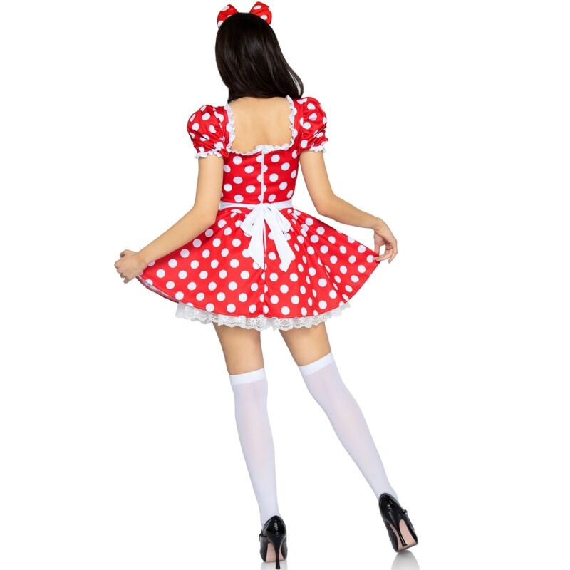 LEG AVENUE - VESTIDO DE LUNARES + DIADEMA ROJO/BLANCO S