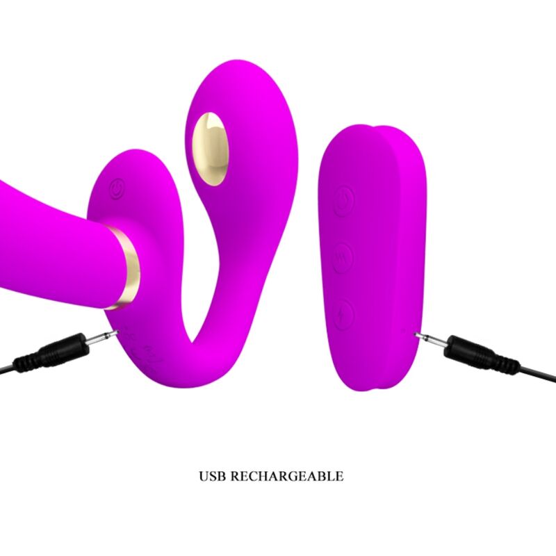 PRETTY LOVE - THUNDERBIRD VIBRADOR DOBLE STRAP-ON CONTROL REMOTO MORADO