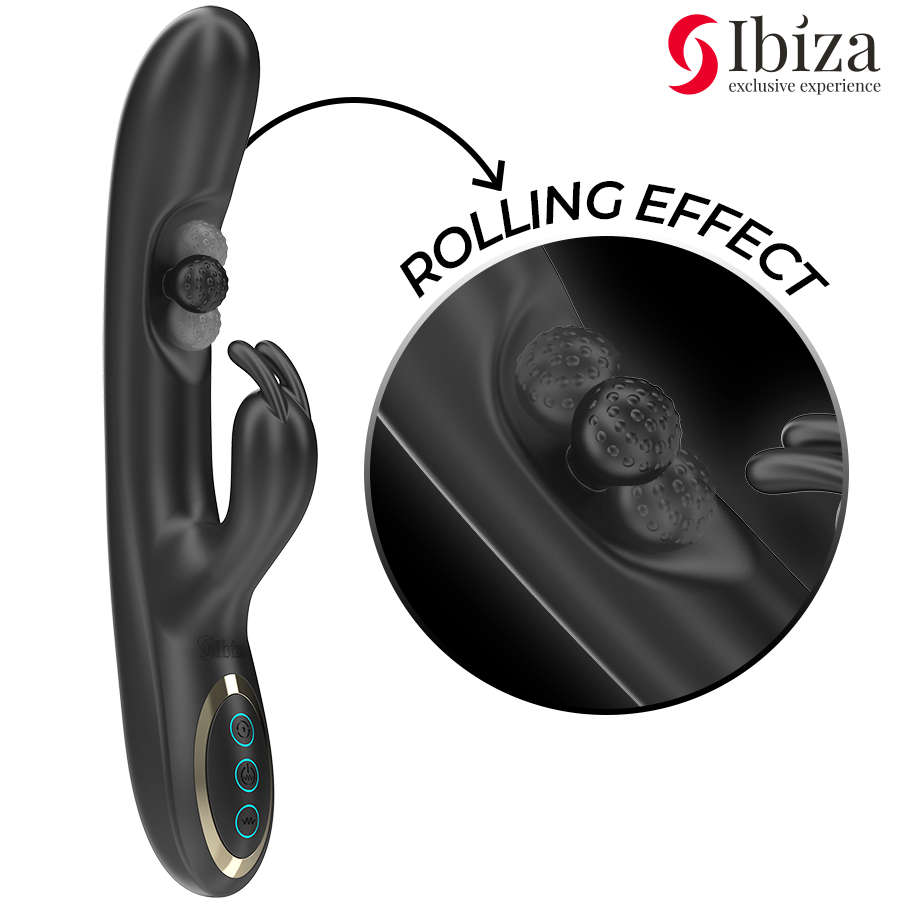 IBIZA - POTENTE VIBRADOR RABBIT CON PERLA ROLLING MASAJEADORA