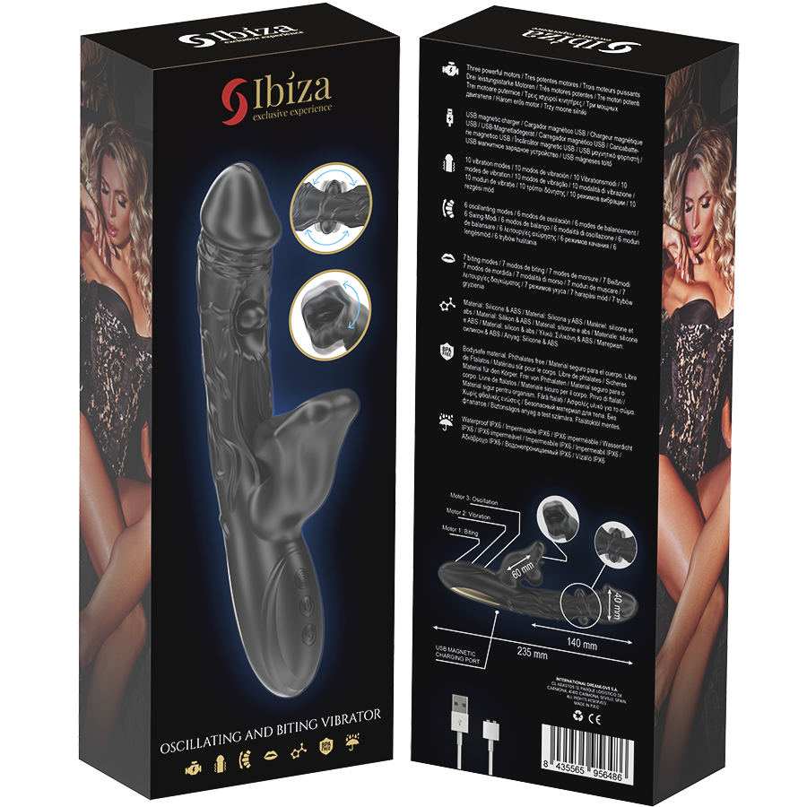 IBIZA - VIBRADOR Y ESTIMULADOR DE CLÍTORIS CON EFECTO MORDEDOR Y ROTACIÓN