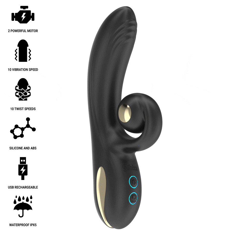 IBIZA - VIBRADOR TWISTER CON ESTIMULADOR CURVE Y VIBRO-ROTACIÓN