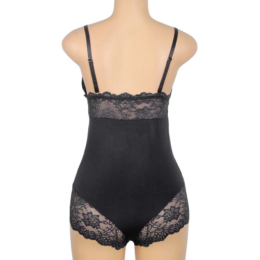 SUBBLIME - TEDDY DETALLE ENCAJE FLORAL NEGRO S/M