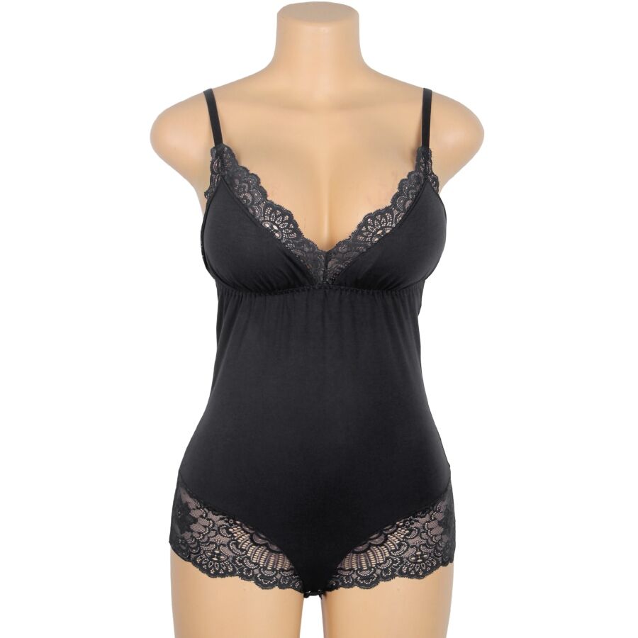 SUBBLIME - TEDDY DETALLE ENCAJE FLORAL NEGRO L/XL