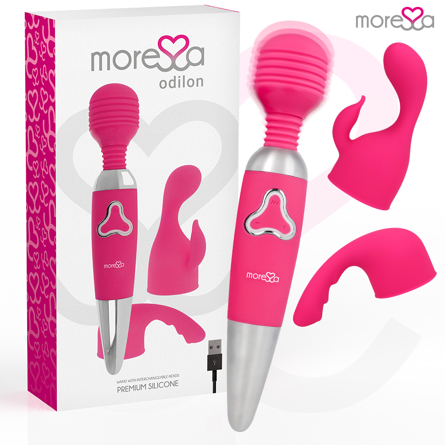 MORESSA - ODILON WAND POTENTE MOTOR MAS DOS CABEZALES PREMIUM SILICONE RECARGABLE