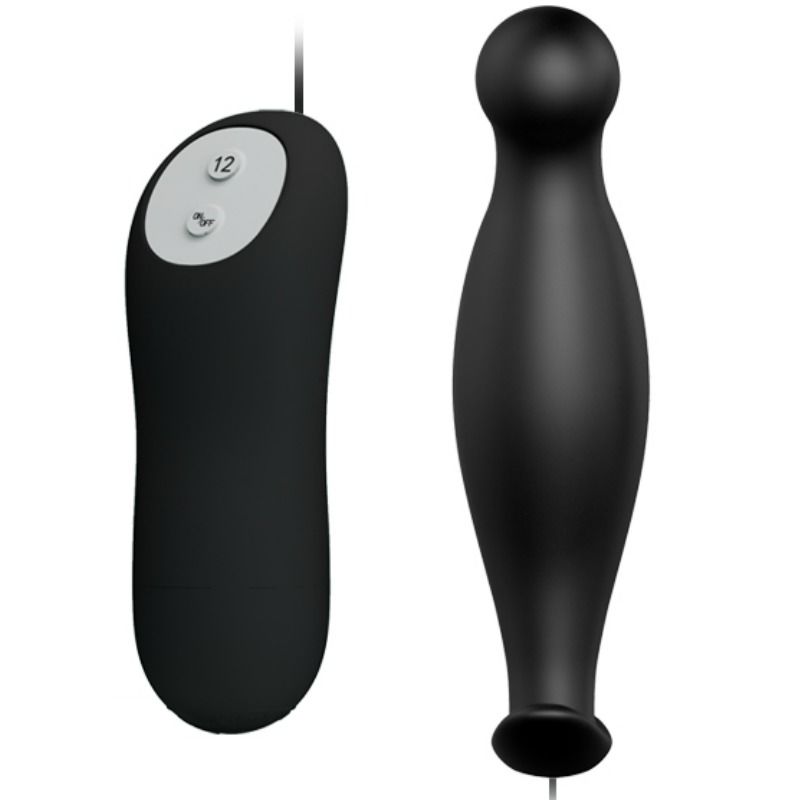 PRETTY LOVE - PLUG ANAL SILICONA 12 MODOS VIBRACIÓN NEGRO