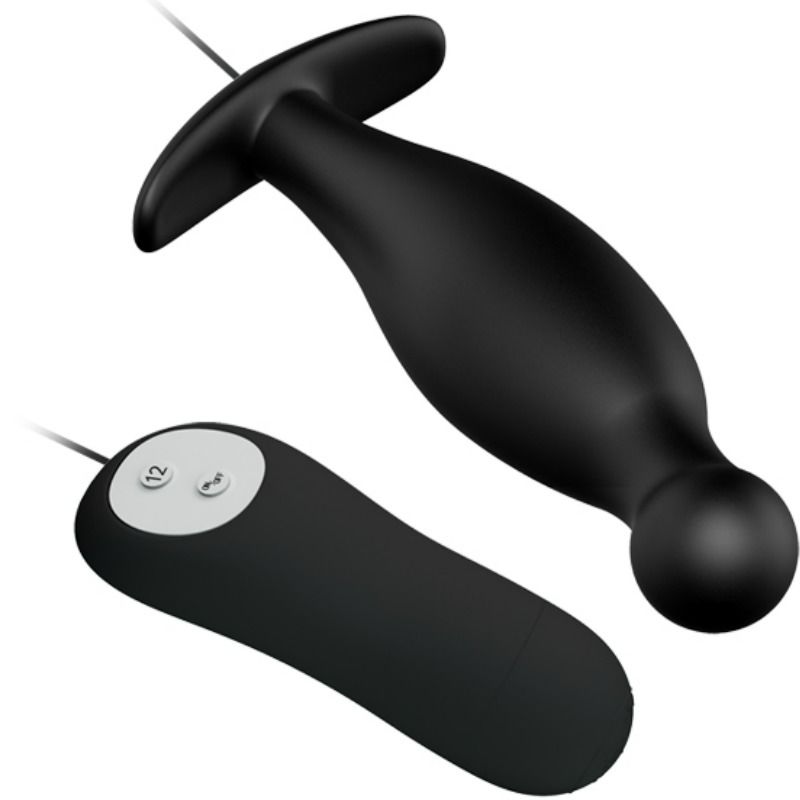 PRETTY LOVE - PLUG ANAL SILICONA 12 MODOS VIBRACIÓN NEGRO