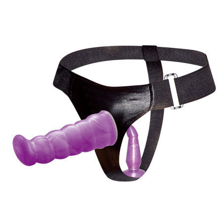 BAILE - ARNÉS ANAL Y VAGINAL FEMENINO LILA PUNTO G 17 CM