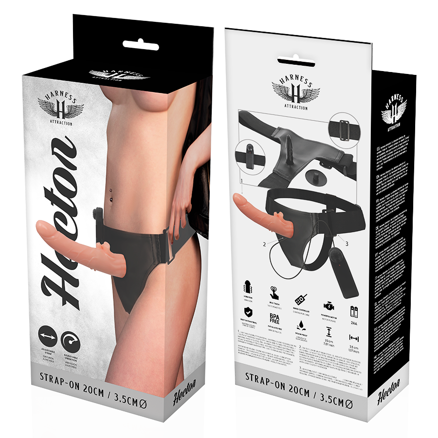 HARNESS ATTRACTION - ARNÉS  VIBRADOR HECTOR 20 CM -O- 3.5 CM