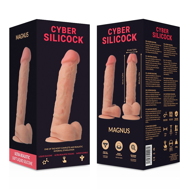 CYBER SILICOCK - MAGNUS REALÍSTICO SILICONA LÍQUIDA 20.5 CM -O- 4.1 CM
